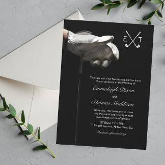 Invitation Club de golf Elegant Sport Mariage Monogramme