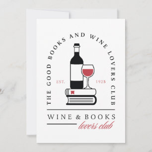 Invitation Club de livre de vin humouristique, fête de lecteu