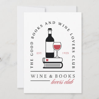 Invitation Club de livre de vin humouristique, fête de lecteu