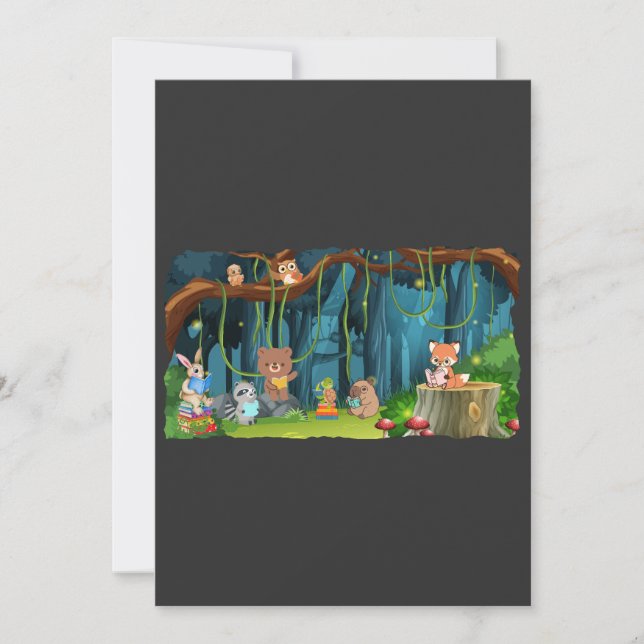 Invitation Club de livres d'animaux forestiers (Devant)