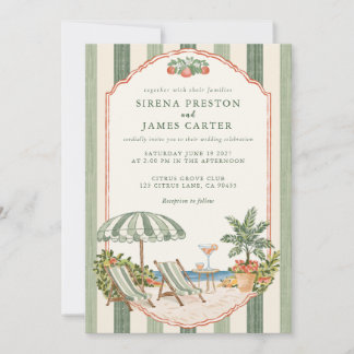 Invitation Club de plage italien Monogramme Vert sauge Terrac