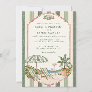 Invitation Club de plage italien Monogramme Vert sauge Terrac