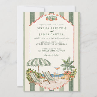 Invitation Club de plage italien Monogramme Vert Sauge Terrac