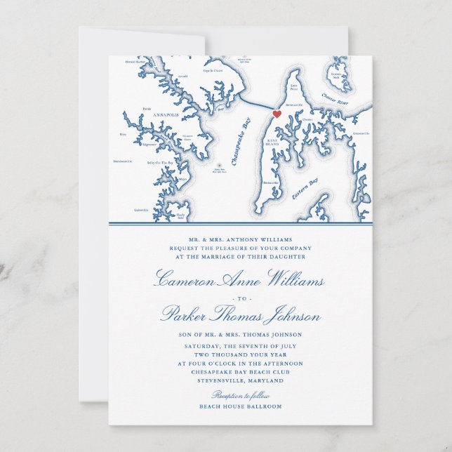 Invitation Club de plage officiel de Chesapeake Bay Mariage b (Devant)