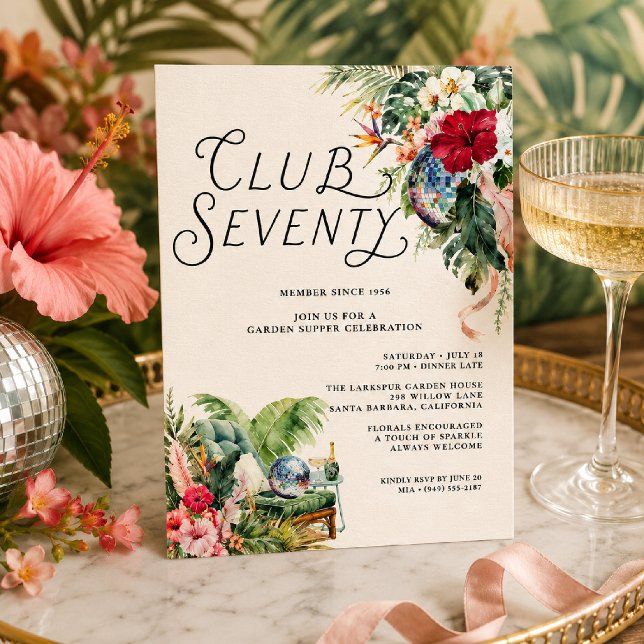 Invitation Club Seventy Conservatory Soirée 70e Anniversaire (Créateur téléchargé)
