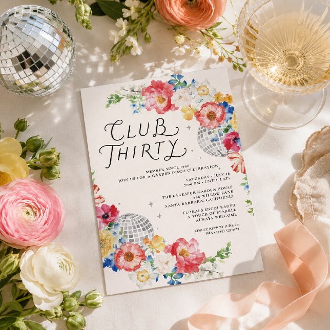 Invitation Club Thirty Garden Disco 30e Anniversaire (Créateur téléchargé)