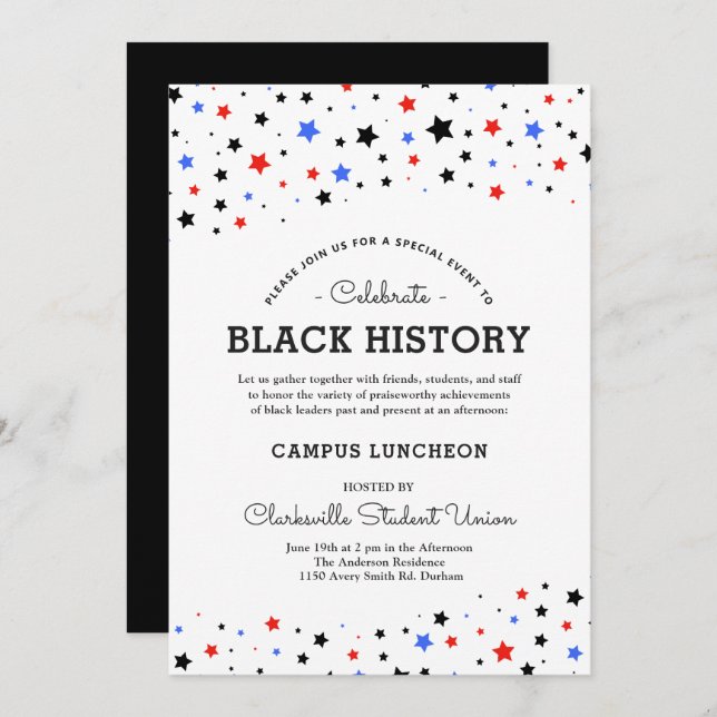 Invitation Cluster d'étoiles | Black History Event RWBB Blanc (Devant / Derrière)