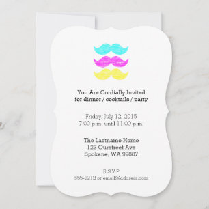 Invitation CMY Mustaches (style presse-lettres)