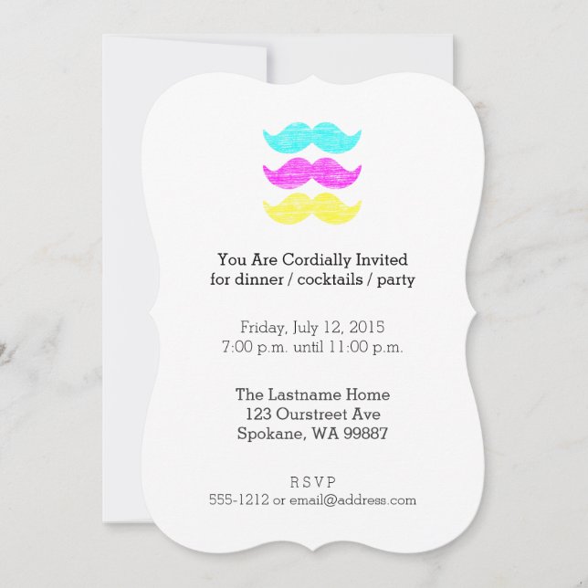 Invitation CMY Mustaches (style presse-lettres) (Devant)