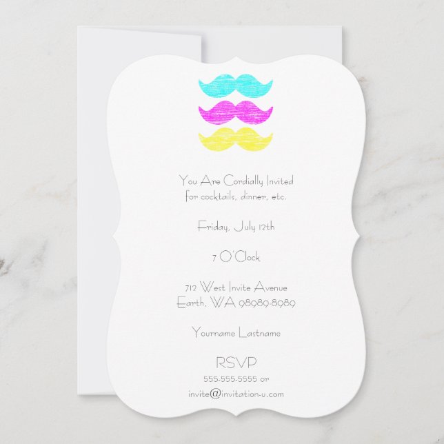 Invitation CMY Mustaches (style presse-lettres) (Devant)
