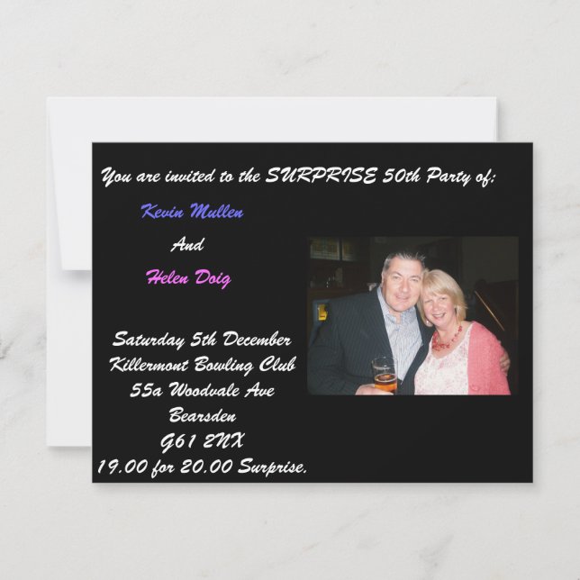 Invitation CNV00001, Vous êtes invité au 50ème SURPRISE ... (Devant)