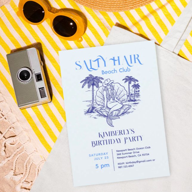 Invitation Coastal Blue Mermaid Cowgirl Summer Birthday Party (Créateur téléchargé)