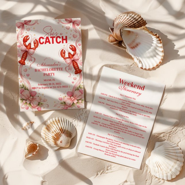 Invitation Coastal Catch Vintage Bachelorette Party (Créateur téléchargé)
