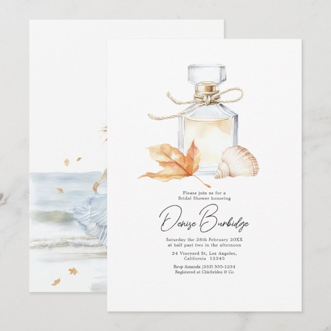 Invitation Coastal Chic Automne - Fête de Mariage d'Automne (Devant / Derrière)