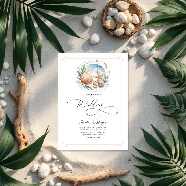 Invitation Coastal Chic Beach Wedding QR Code (Coastal Chic Beach Wedding QR Code Invitation)