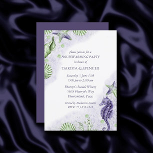 Invitation Coastal Chic   Purple and Green Houcliers Party