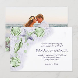 Invitation Coastal Chic   Purple Green Mariage Nautique photo