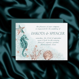Invitation Coastal Chic Turquoise Coral Reef Mariage