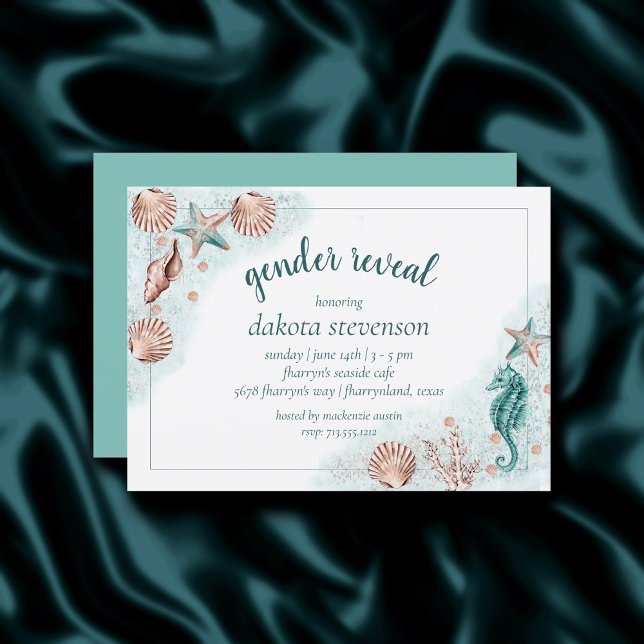 Invitation Coastal Chic | Turquoise et Coral Terra Cotta Douc (Créateur téléchargé)