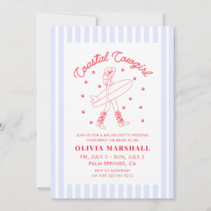 Invitation Coastal Cowgirl Bachelorette Week-end Itinéraire