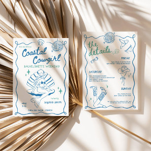 Invitation Coastal Cowgirl Bachelorette Week-end Itinéraire