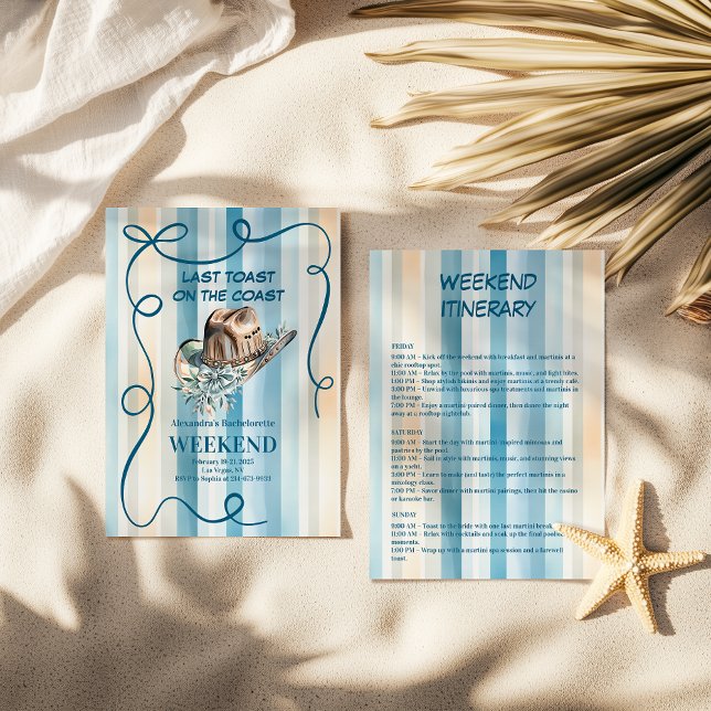 Invitation Coastal Cowgirl dans les rayures du coucher du sol (Créateur téléchargé)