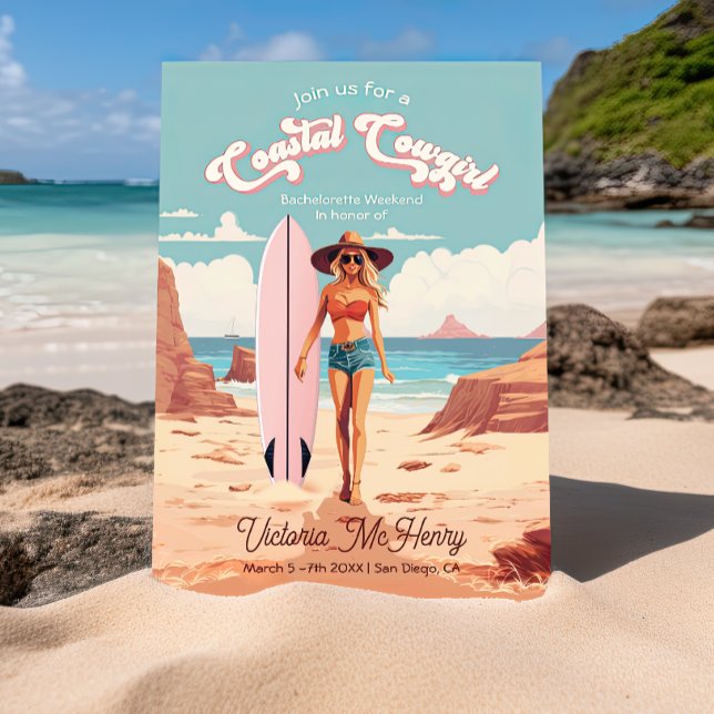 Invitation Coastal Cowgirl Surfboard Bachelorette (Créateur téléchargé)