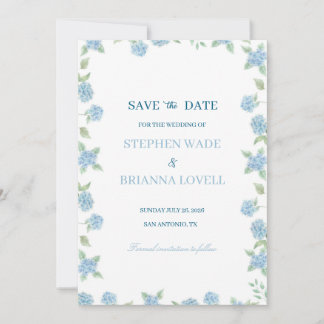 Invitation Coastal Hydrangea Save the Date 
