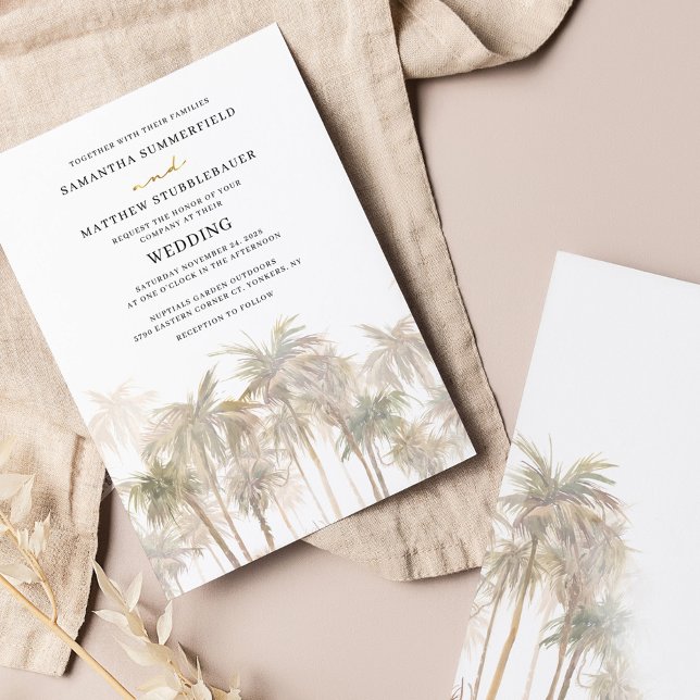 Invitation Coastal Palm Trees Beach Wedding (Créateur téléchargé)