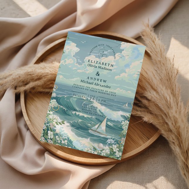 Invitation Coastal Sailboat Ocean Wedding (Créateur téléchargé)