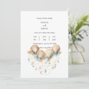 Invitation Coastal Seashell Garland Decor Beach Wedding