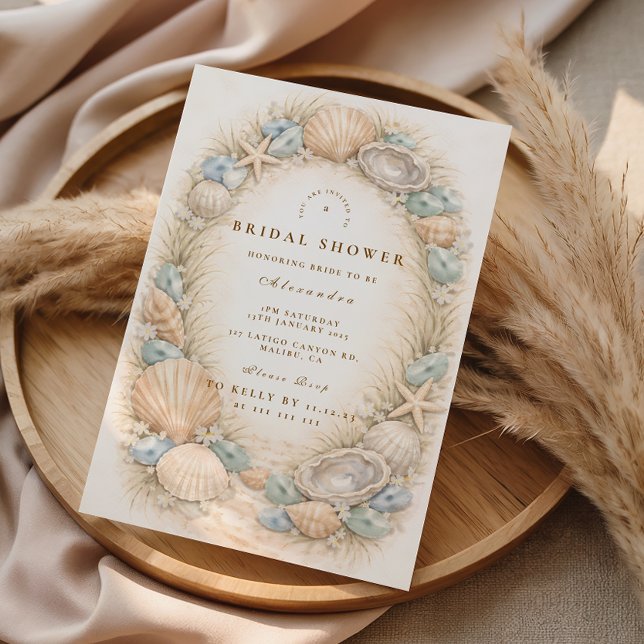Invitation Coastal Seashell Wreath Bridal Shower (Créateur téléchargé)
