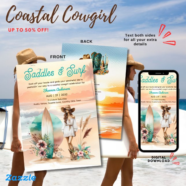 Invitation ⭐ Coastale fille Rustic Beach Bachelorette (Créateur téléchargé)