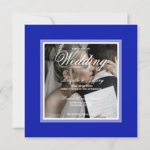 Invitation Cobalt bleu personnalisable photo mariage