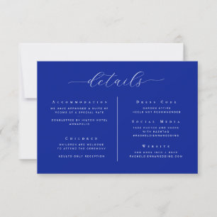 Invitation Cobalt Blue Elegant Minimalist Détails du Mariage