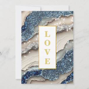 Invitation *~ COBALT BLUE LOVE Agate AR66 RSVP QR Mariage