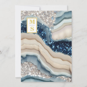 Invitation *~ Cobalt Blue QR Ivory Agate AR66 RSVP Mariage