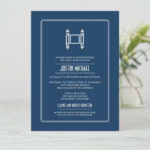 Invitation Cobalt Blue Torah Bar Mitzvah