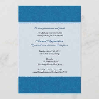 Invitation Cobalt d'entreprise de damassé