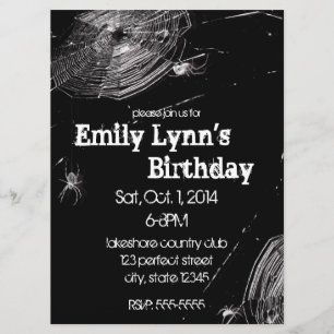 Invitation Cobwebs et araignées blanches Anniversaire