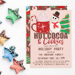 Invitation Coca chaud et biscuits Citer Mignonnes vacances<br><div class="desc">Cette invitation festive et artistique est parfaite pour l'invitation ludique et ludique. Il représente un bonhomme de neige et des biscuits de Noël dessinés à la main avec une tasse de cacao chaud à côté de la citation typographique, "cacao chaud et biscuits", sur le dessus d'un arrière - plan brun...</div>