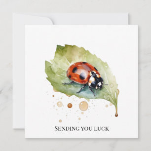 Invitation Coccinelle chanceuse sur une feuille