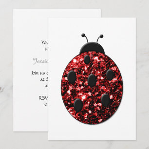 Invitation Coccinelle rouge scintillante Personnaliser