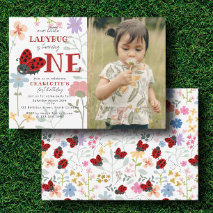 Invitation Coccinelles Mignonnes Fleurs Sauvages 1er Premier