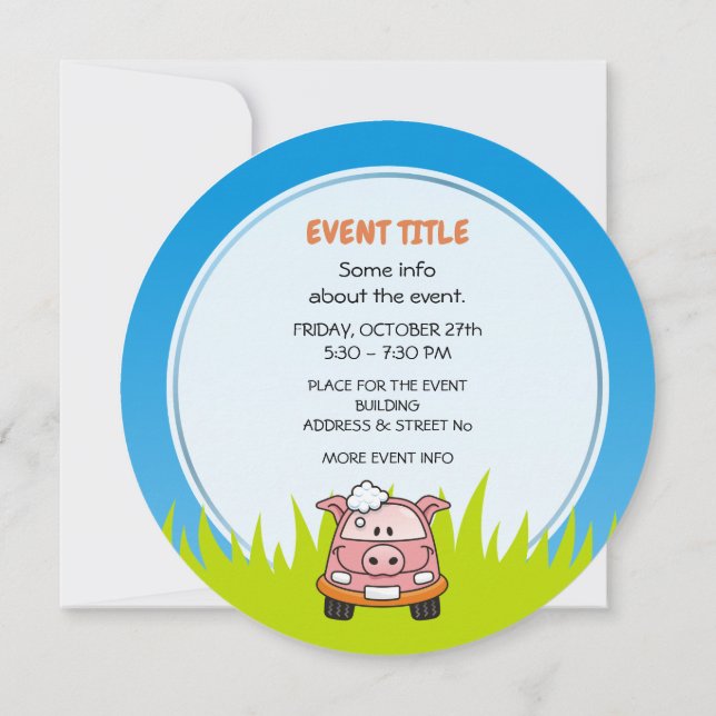 Invitation Cochon de lavage de voiture (Dos)
