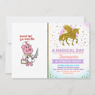 Invitation Cochon de médecin avec seringue à la main  choisir