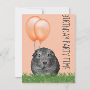 Invitation Cochon d'Inde Ballons Orange Anniversaire Personna