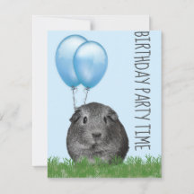 Cochon d'Inde Girly Blue Balloon Anniversaire Pers