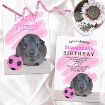 Cochon d'Inde Gris Fille Balle de Football Rose Pe