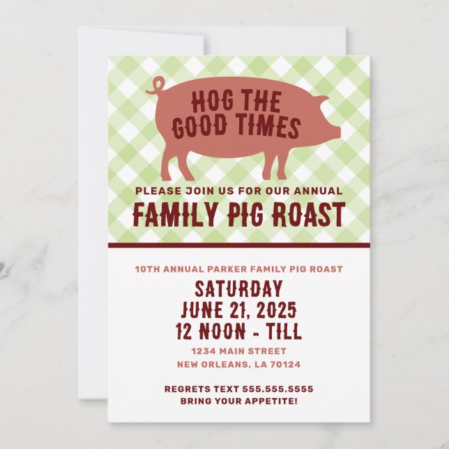 Invitation Cochon grillé pour de bons moments (Devant)